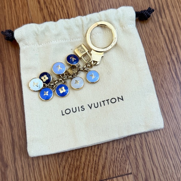 Louis Vuitton Gold and Blue Charm Keyring - Picture 2 of 7